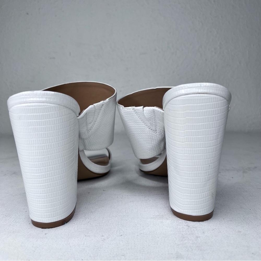 Express White Embossed Double Strap Block Heels - image 7